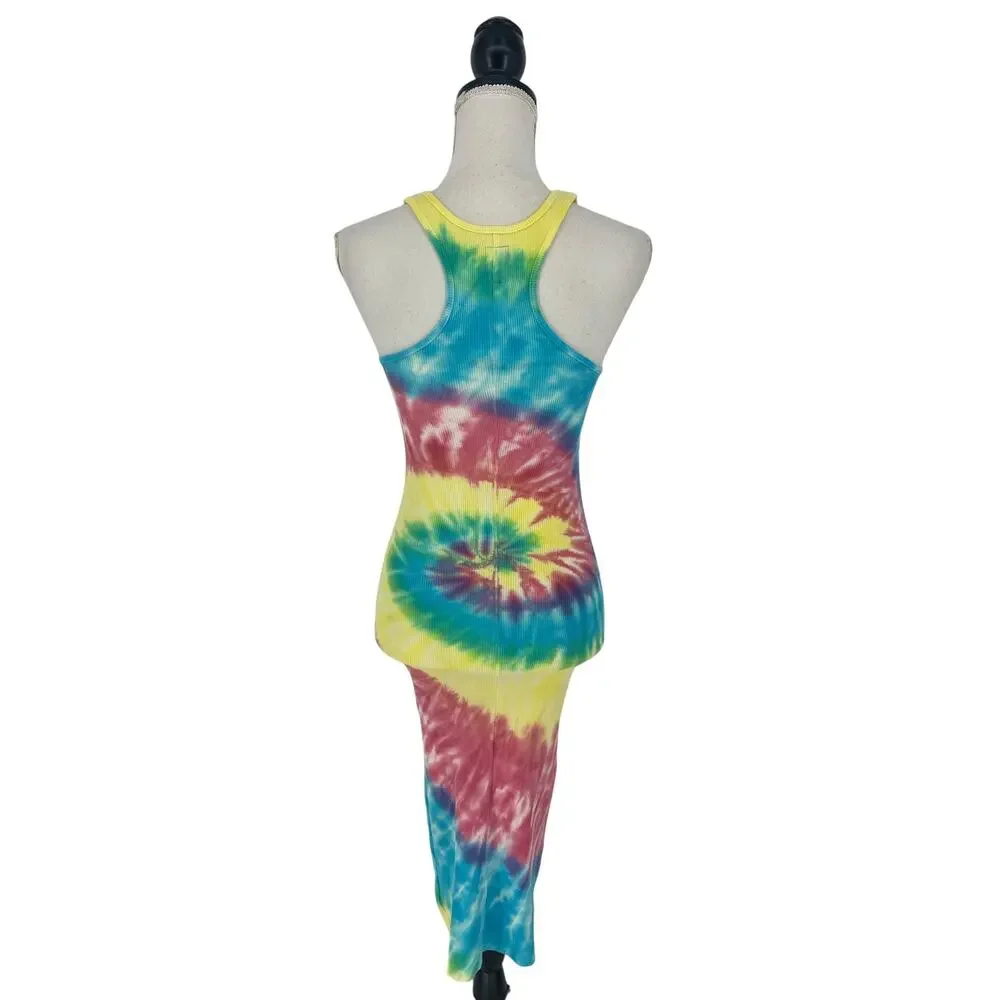 NSF Coqui Slim Racerback Tie Dye Ribbed Tank Dress Petite